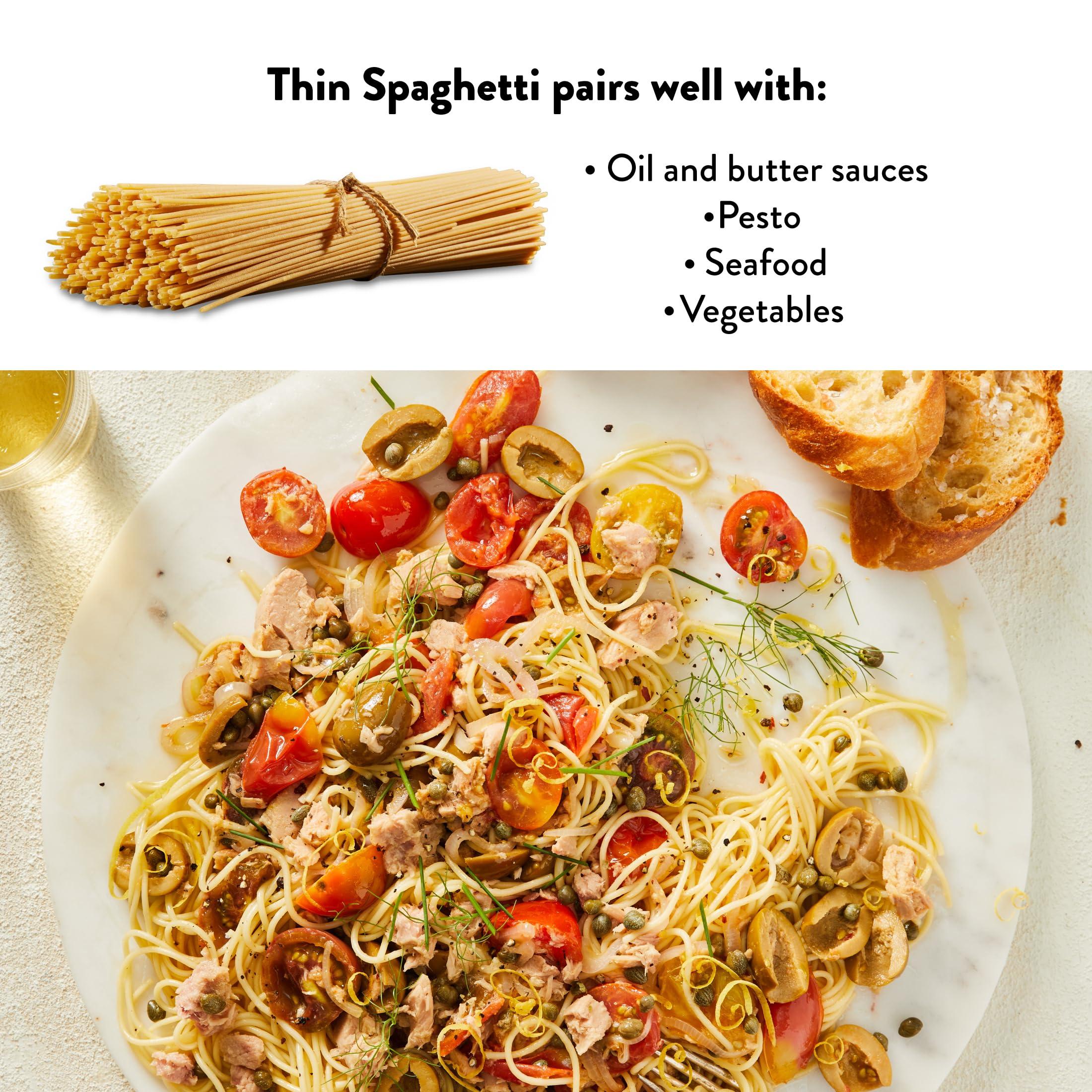 DeLallo DeLallo Thin Spaghetti Pasta, 1 Pound Bag, 8 Pack, Al Dente Texture, Made in Itay, Cooks in 9 Minutes, Non-GMO, Lactose-Free, Peanut Free