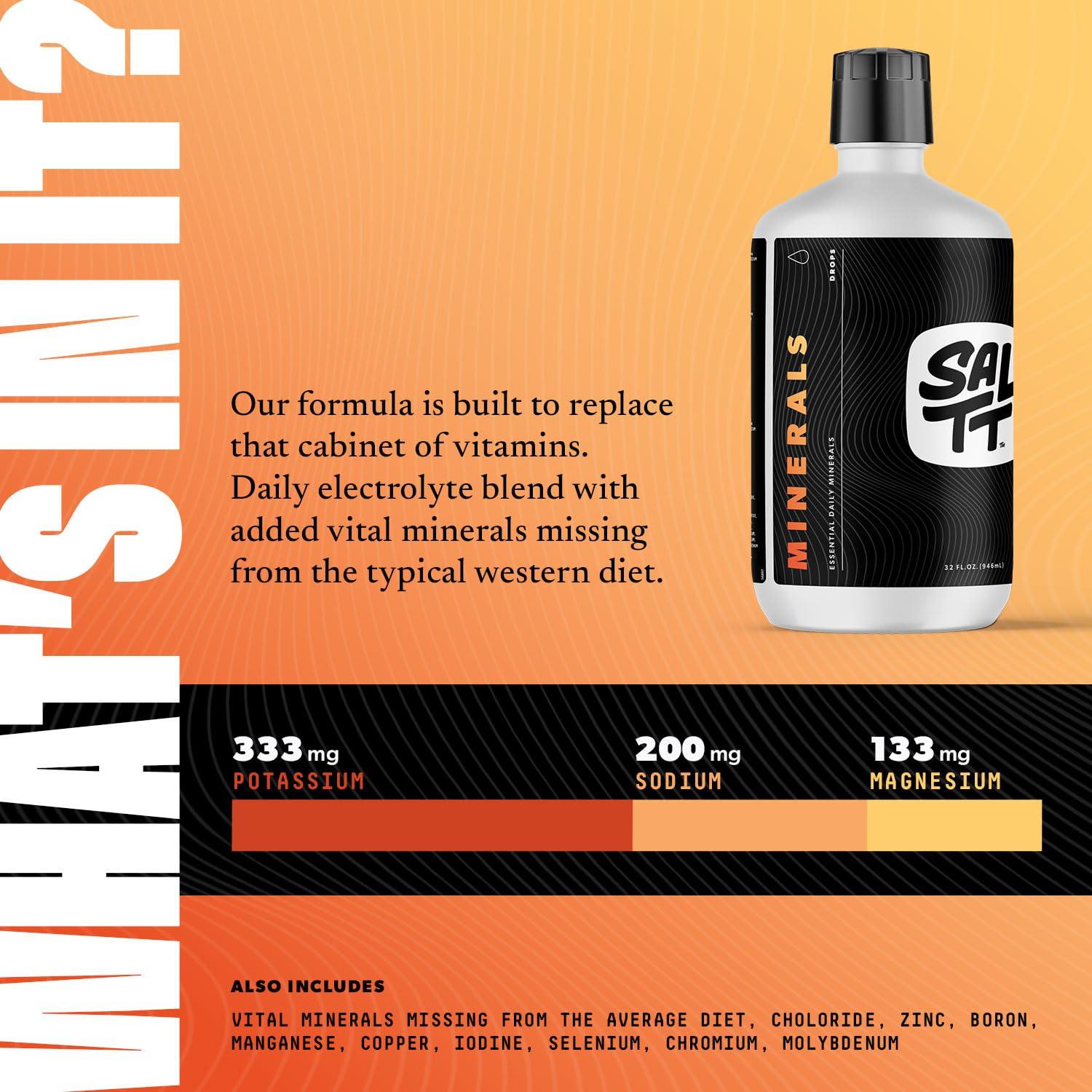 Keto Chow Keto Chow - Daily Minerals Drops - Promotes Electrolyte Balance - Copper, Magnesium, Chromium, Zinc, Boron, Selenium - Zero Sugar - Keto Friendly - Gluten Free - Vegan - Non GMO - Travel Size - 32 oz