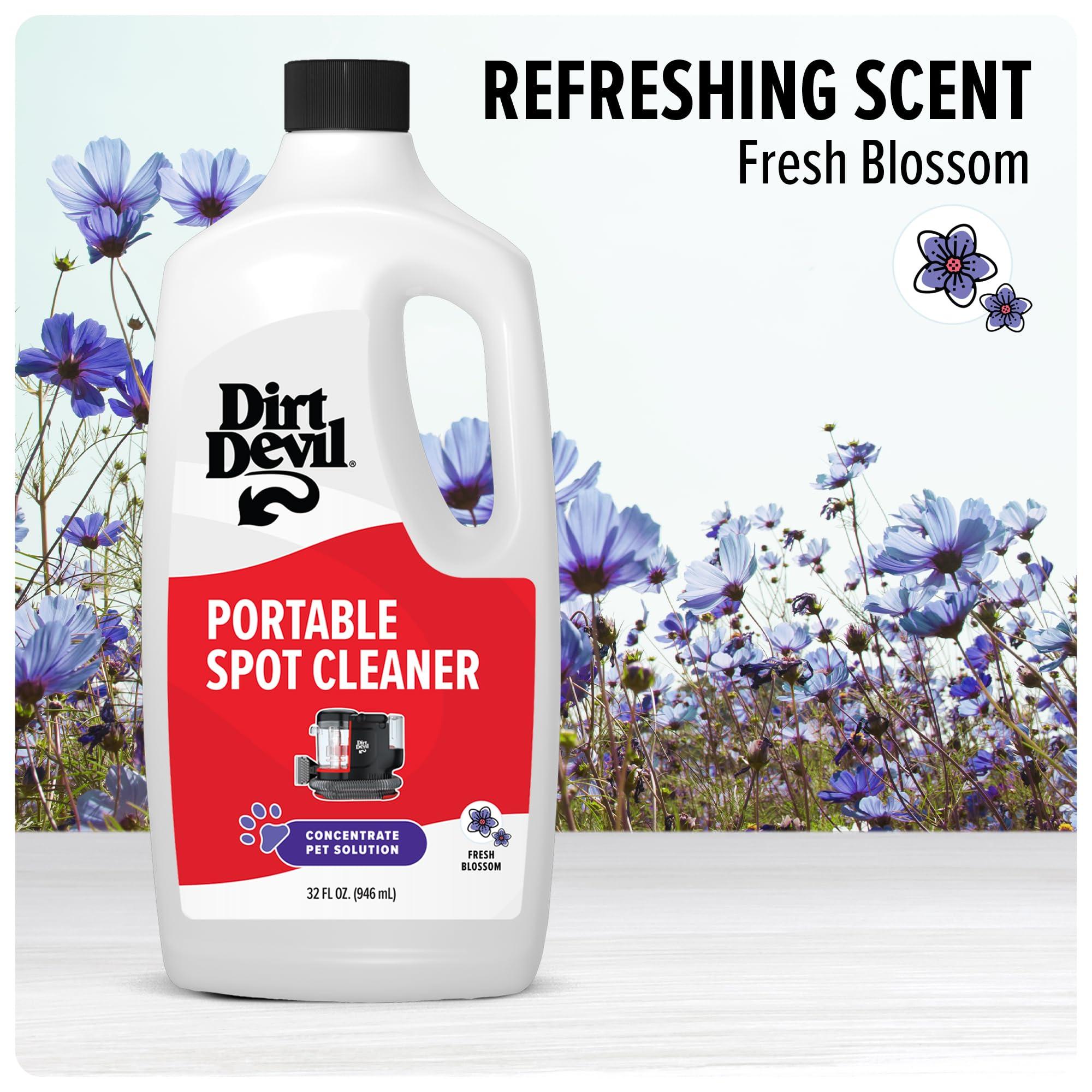 Dirt Devil Dirt Devil Pet Portable Spot Cleaner Solution, 32 oz., Fresh Blossom Scent, Upholstery and Carpet Shampoo Solution, Eliminates Pet Messes and Odors, Pair with Dirt Devil Portable Spot Cleaners