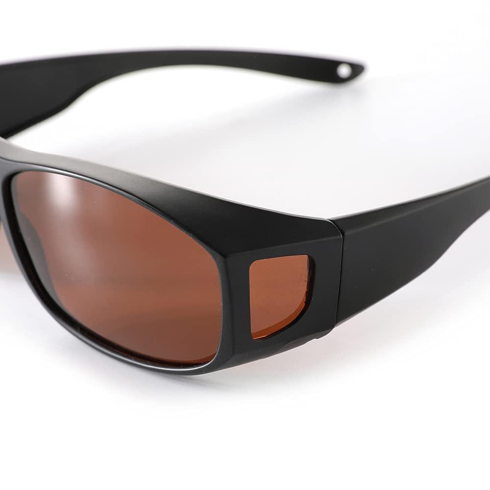 SomniLight Light Therapy SomniLight Light Therapy Polarized FL-41 Light Sensitivity Glasses for Florescent Light Sensitivity, Photophobia, and Migraines (fit-over style, Outdoor), Black, Medium