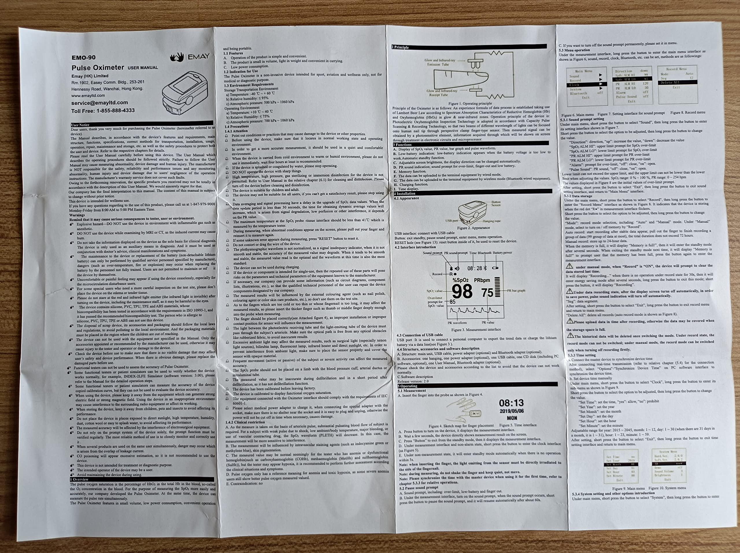 EMAY EMAY Sleep Oxygen Monitor with PC Software & App | Bluetooth Pulse Oximeter Rechargeable for Overnight & Continuous SpO2 Tracking with 72 Hours Built-in Memory | Gives Informative Report & Analysis