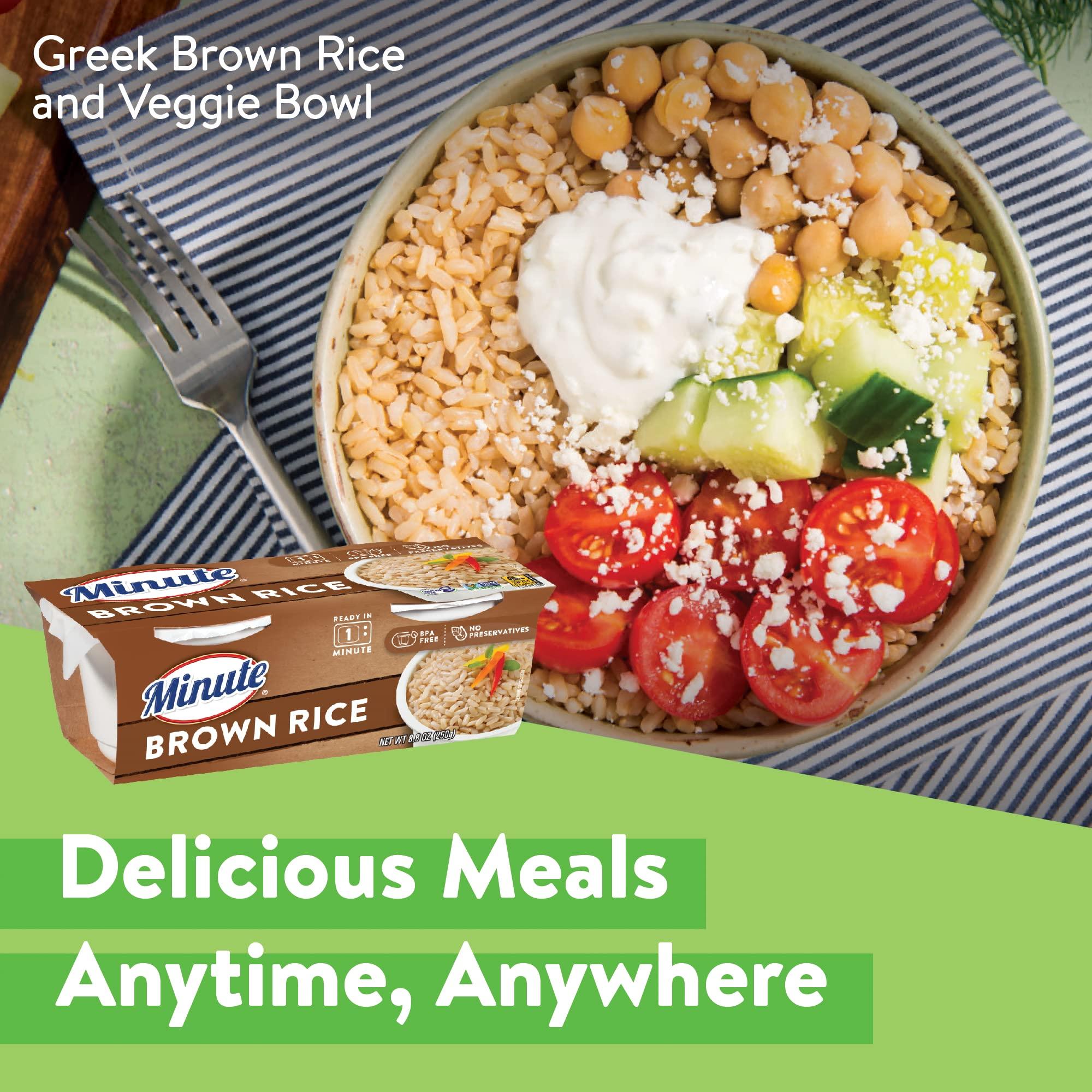Minute Minute Ready-to-Serve Brown Rice, Microwavable Rice Cups, 4.4-Ounce Cups, 2 Count, (Pack of 8)