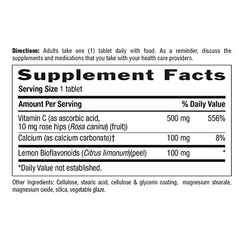 Country Life Country Life Vitamin C Buffered with Bioflavonoids, 500mg, 100 Tablets, Certified Gluten Free, Certified Vegan