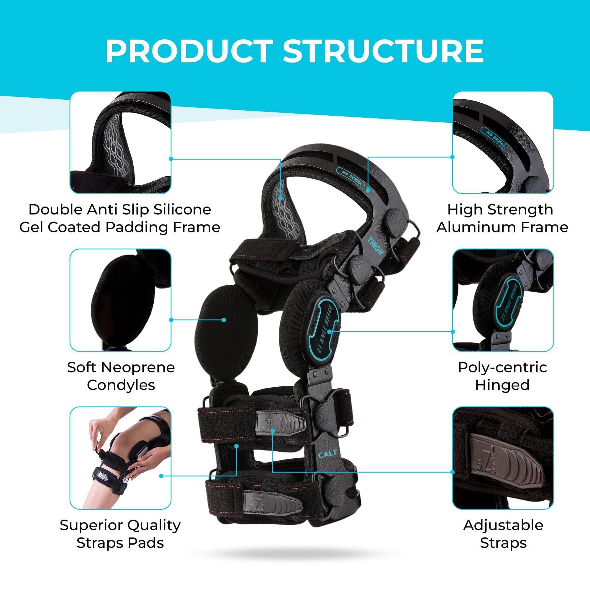 Z ONE Z1 K6 Hinged Unloader Knee Brace - Knee Support for MCL, ACL, PCL, Ligament & Sports Injuries, Mild Osteoarthritis, Meniscus Tear & Knee Joint Pain, Running Best Protection - Men & Women - Size (S1)