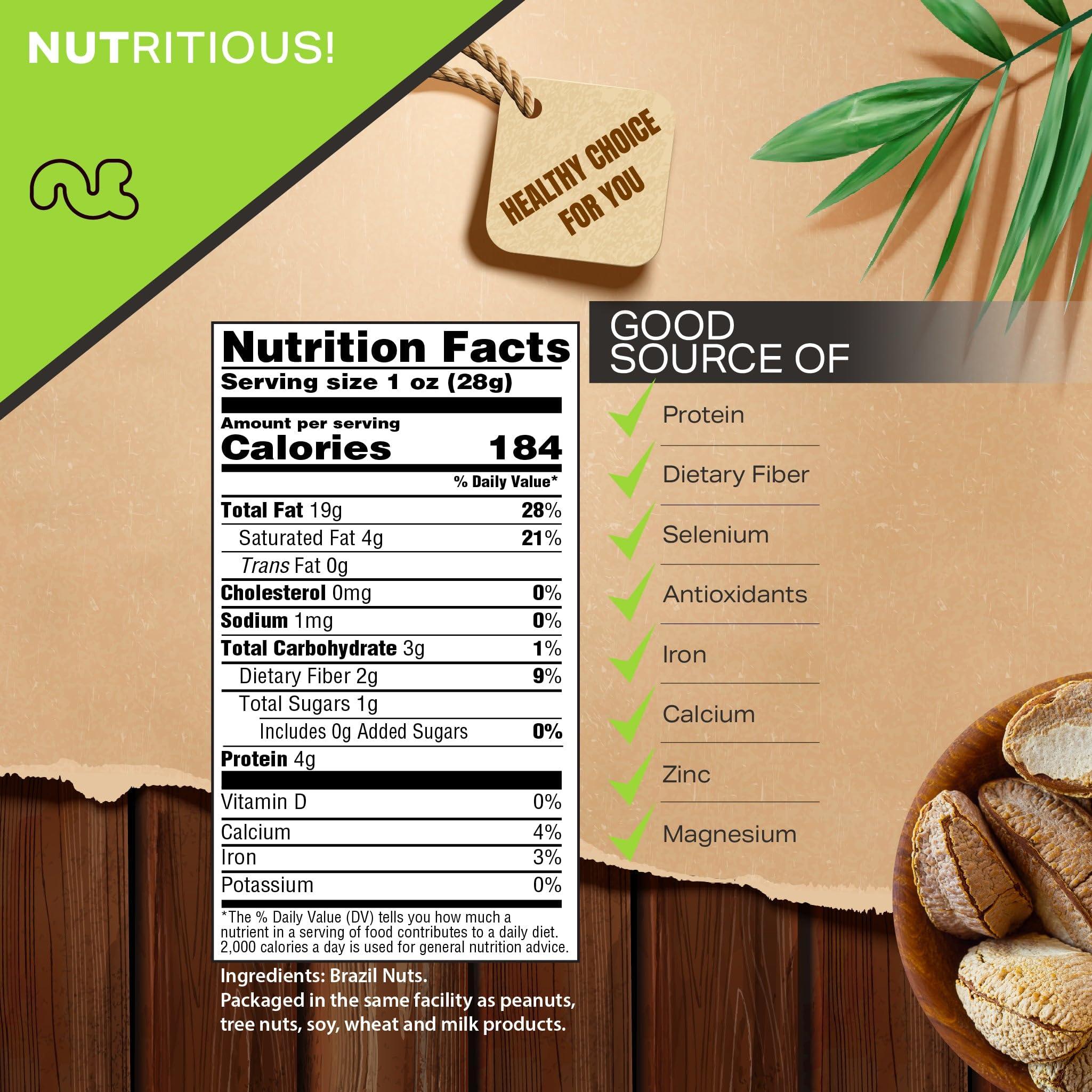 Nut Cravings NUT CRAVINGS - Raw Brazil Nuts In Shell - Whole, (16oz - 1 LB) Bulk Nuts Packed Fresh in Resealable Bag - Healthy Protein Food Snack, All Natural, Keto, Vegan, Kosher