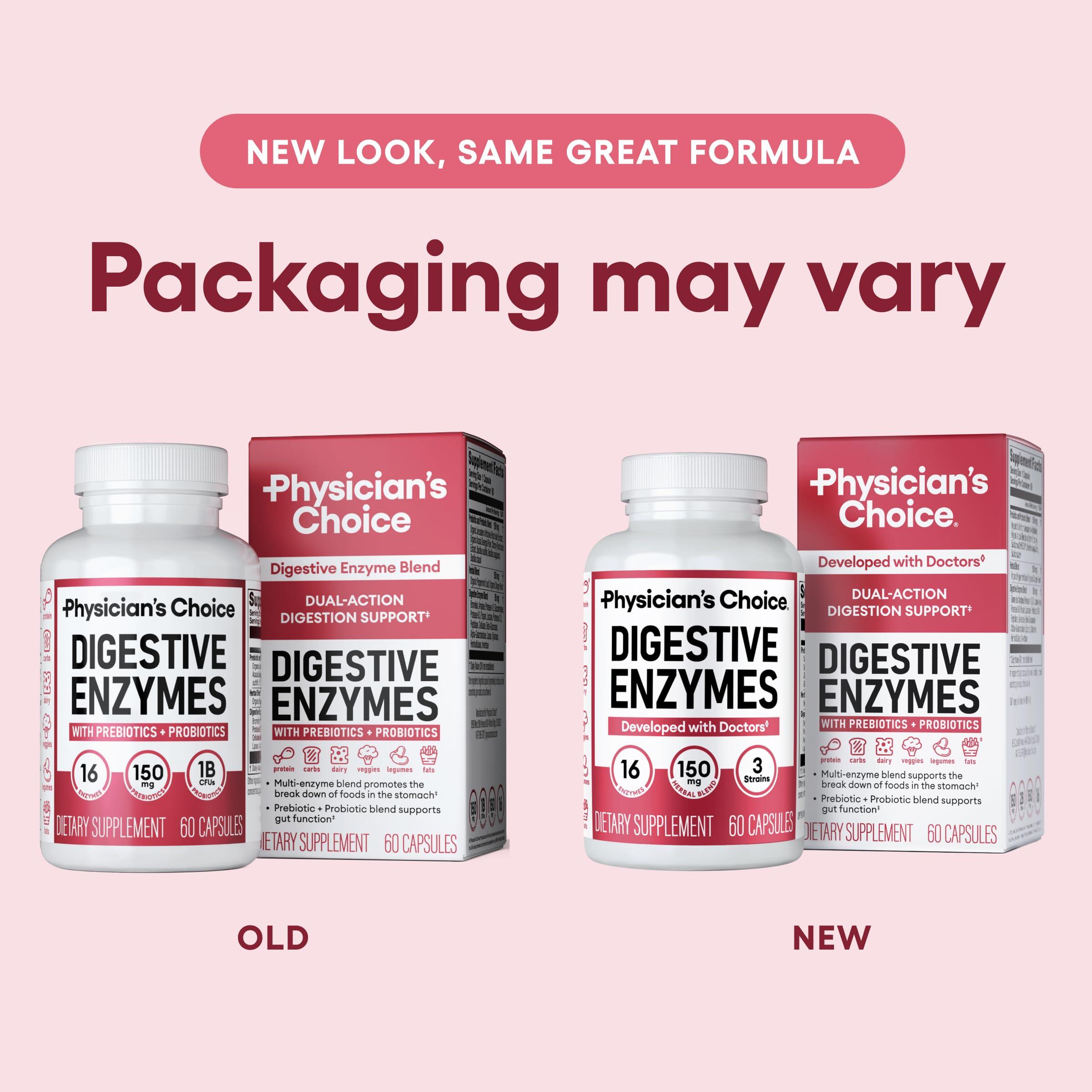 Physician\'s CHOICE Physician\'s CHOICE Digestive Enzymes - Multi Enzymes, Organic Prebiotics & Probiotics for Digestive Health & Gut Health - for Meal Time Discomfort Relief & Bloating - Dual Action Approach - 60 CT