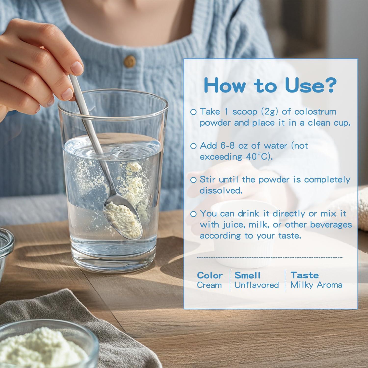 SoundHealth Colostrum Supplement Powder for Humans - Organic Bovine Colostrum Supplement for Gut Health, Hair Growth, Beauty, and Immune Support - Unflavored (73 Servings)