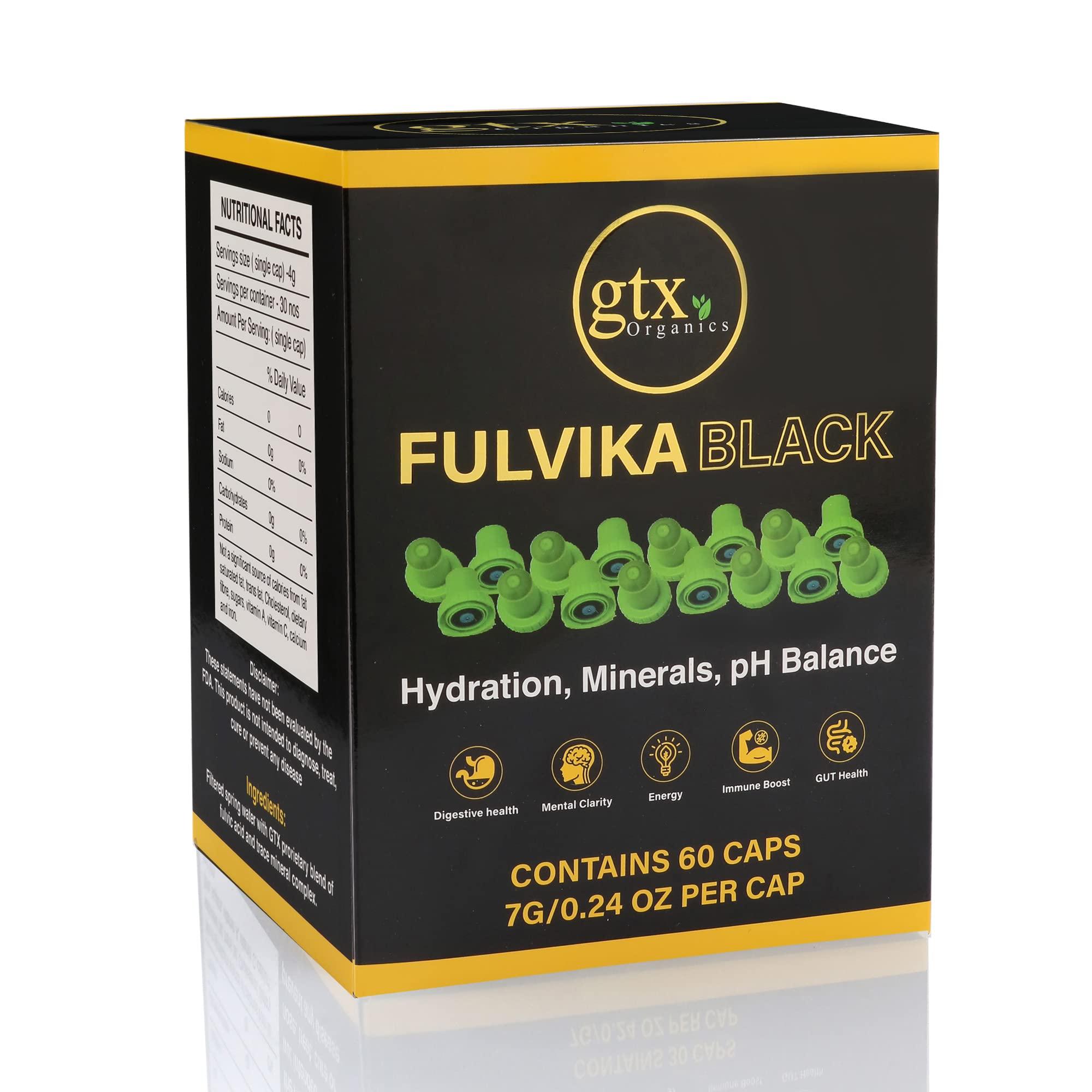 Fulvika Trace Minerals Supplement in Bottle Caps (60 Servings)(Flavorless) 74 Trace Minerals from Pure Humic & Pure Fulvic Acid Concentrated, Plant-Based, Electrolytes & Alkaline pH (Kosher)