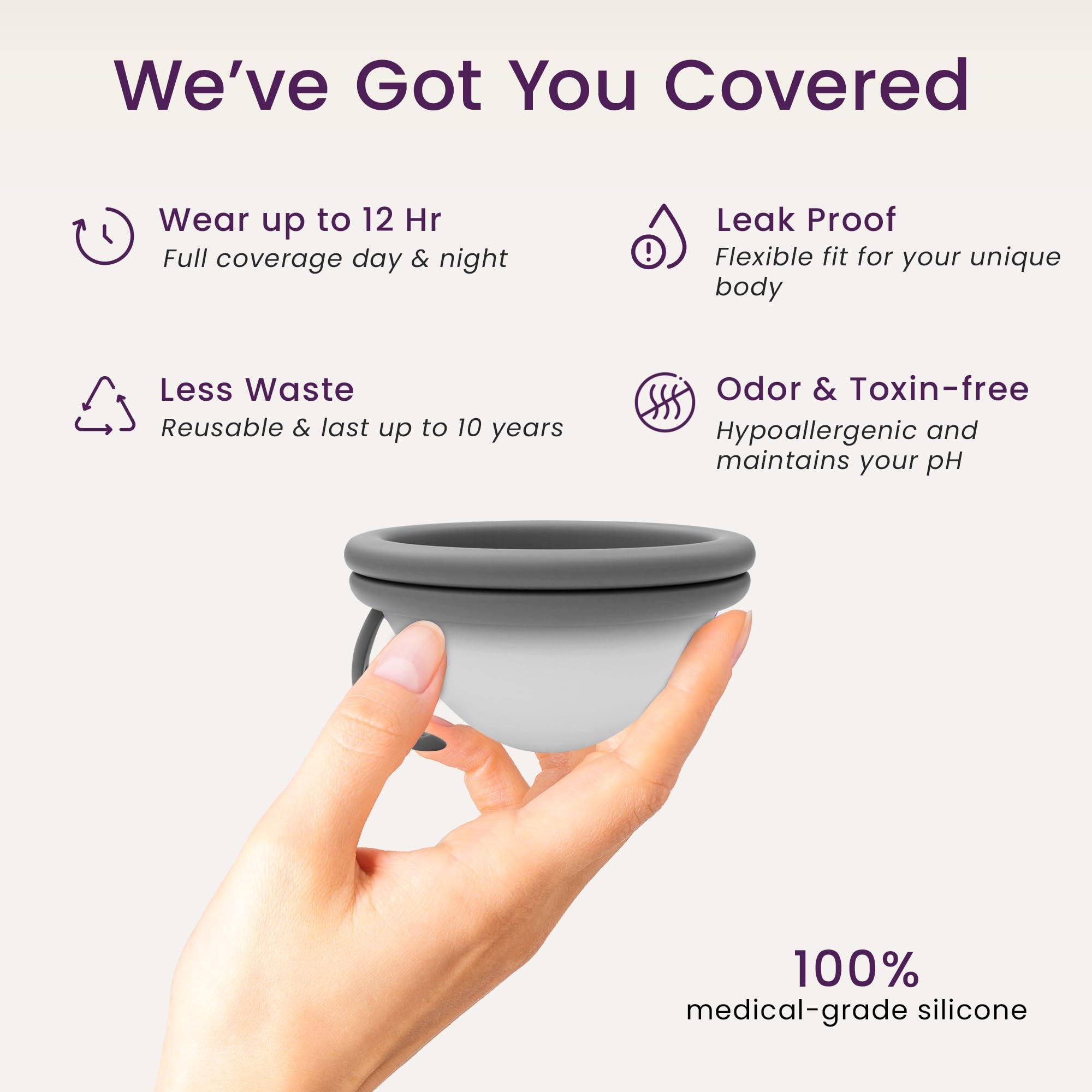 EcoBlossom Ecoblossom Reusable Menstrual Disc - Menstrual Cup - Soft Period Disc for Women Designed with Flexible, Medical-Grade Silicone Period Cup (Small, Black)