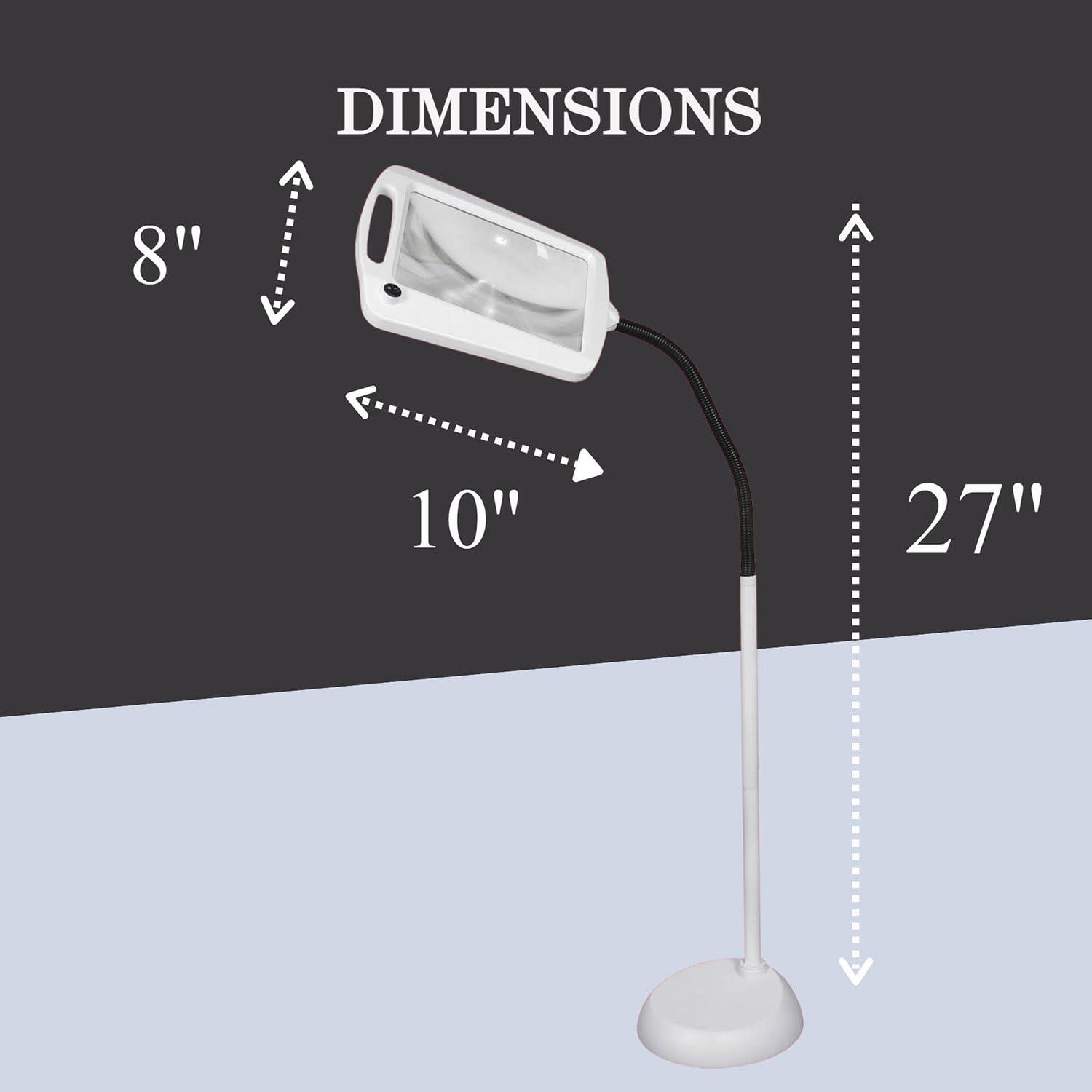 daylight Full-Page Floor Magnifying Lamp - Metal,Silver