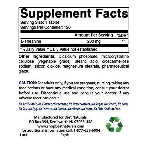 Best Naturals Best Naturals GABA Supplement 750mg & L-Theanine 200mg