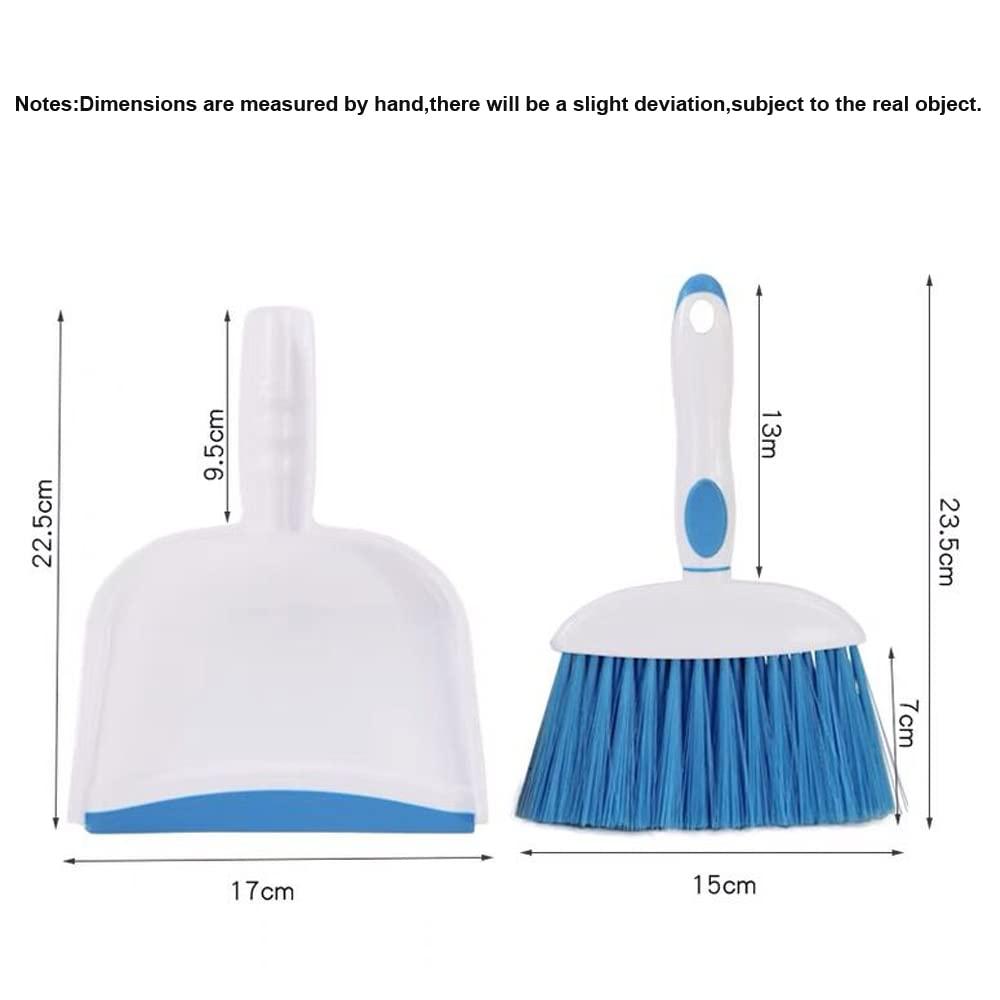 BSMstone BSMstone Mini Broom and Dustpan Set-Mini Whisk Set for Desk, Housekeeping, Office, Kitchen, Pet Nest, etc.,Daily Cleaning Necessity Plastic Mini Dustpan Set (Light Blue)
