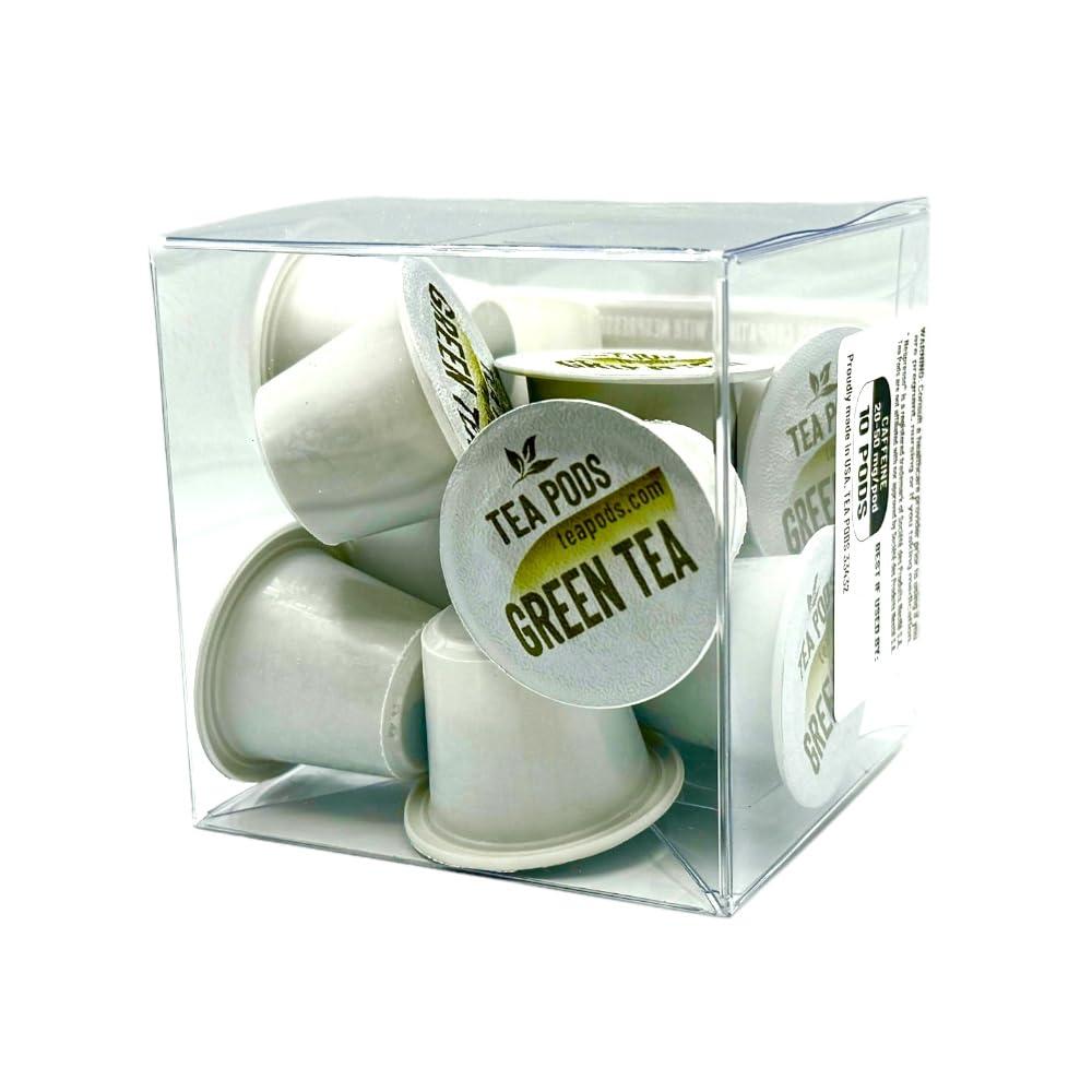 TEA BOQUETE Green tea pods compatible with Nespresso OriginalLine, single-serve tea capsules for coffee brewers, tea capsules for coffee machines - Pack of 10 pods