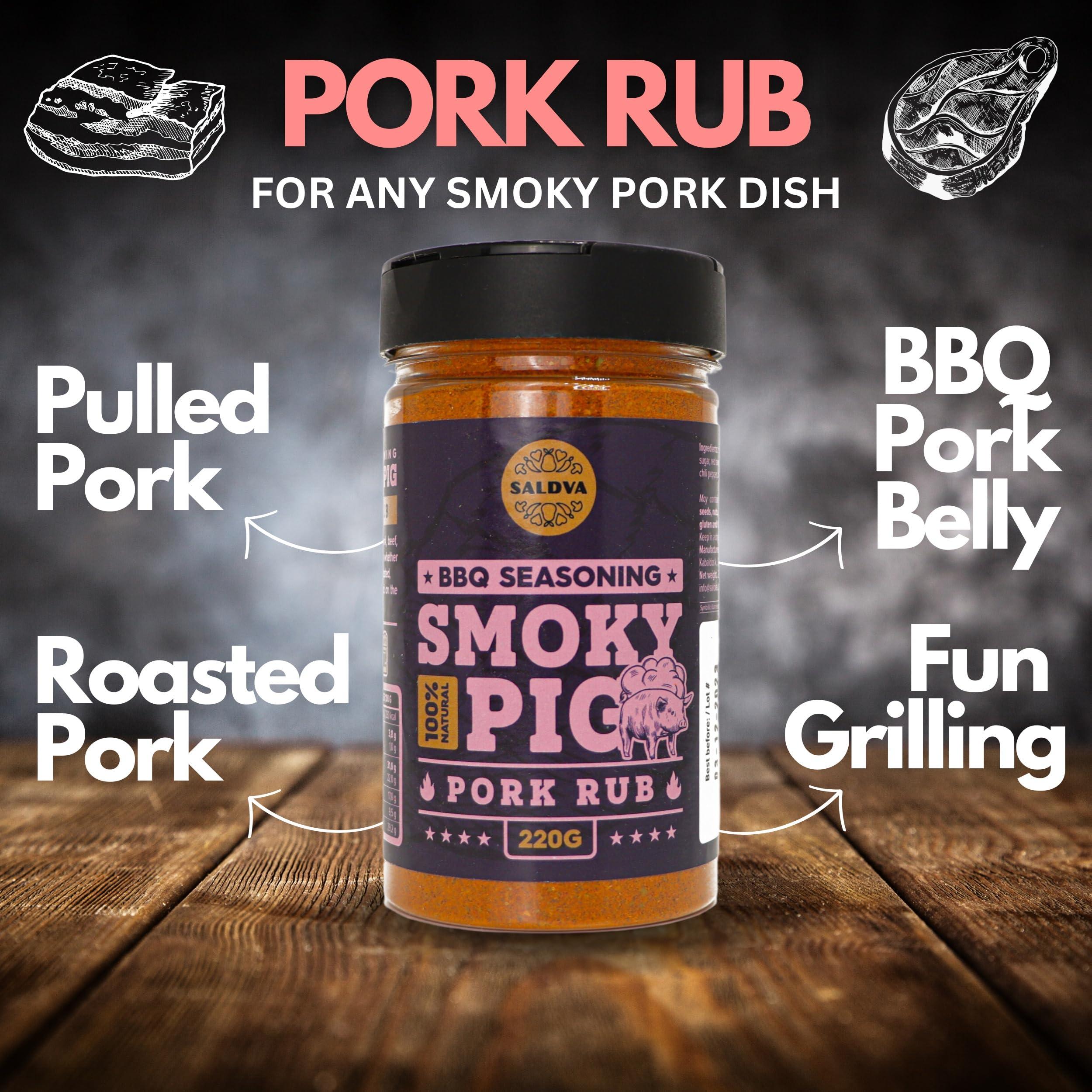 SALDVA Classic Selection of 3 Premium BBQ Rubs - Angel\'s Wings + Smoky Pig + Ultimate Rub - 100% Natural, Large Jars