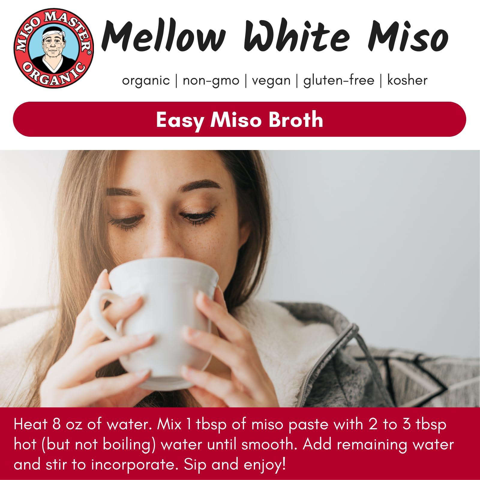 MISO MASTER ORGANIC Miso Master Organic Mellow White Miso, Gluten-Free, Organic, Non-GMO, Vegan, Kosher, Vegan White Miso Paste, 16 oz tub