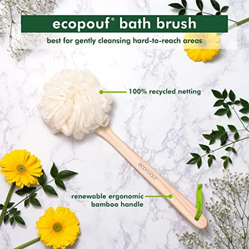 EcoTools Bath Pouf With Handle - Hard-to-Reach Cleansing Sponge - EcoPouf Bath Brush - Assorted Colors