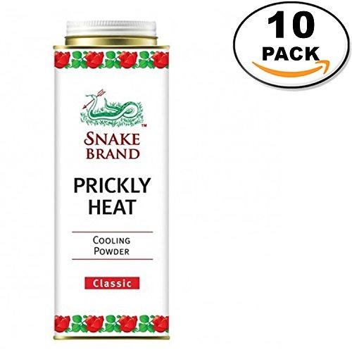 Snake Brand WHOLESALE Prickly Heat Powder Snake Brand (280 Gram) Original Cool Body Powder for Sport Summer Hot Weather Bulk Pack of 10