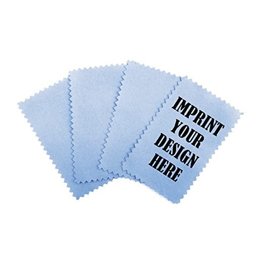 Muka Muka 500 Pcs Custom Polishing Cloths 1.5\" x 3.2\", Blue Jewelry Cleaning Cloths for Silver, Gold, Platinum, Mini Size