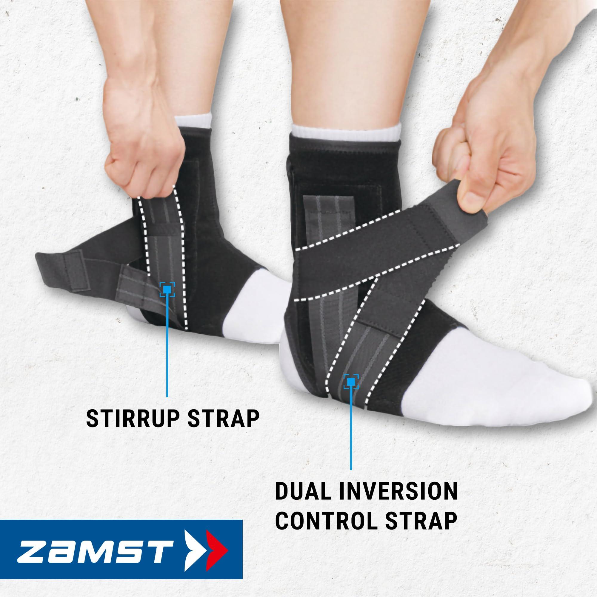 Zamst Zamst A1 Sports Ankle Brace with Adjustable Three Way Straps For Moderate (Grade II) Lateral Ankle Sprain-for Basketball, Volleyball, Football, Lacrose, Tennis, Pickleball-Black, Left, Medium