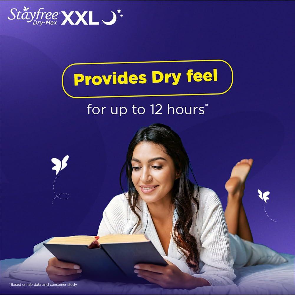 Stayfree Stayfree Dry Max All Night XL Dry Cover Sanitary Pads For Women With Wings, 28 Pads
