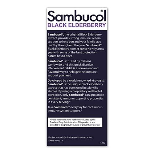 Sambucol Sambucol Black Elderberry Effervescent Tablets - Elderberry with Zinc and Vitamin C for Adults, Elderberry Dissolving Tablets, Berries - 15 Count