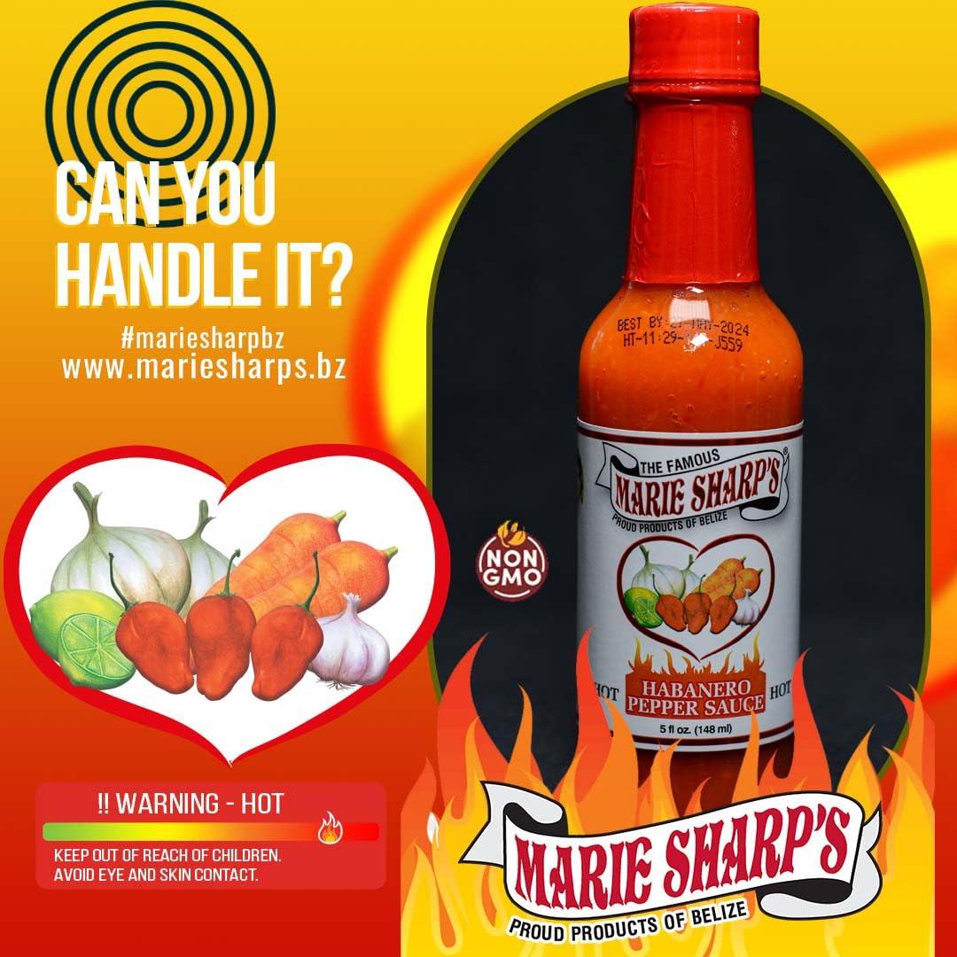 Marie Sharp's Marie Sharp\'s HOT and FIERY HOT Habanero Pepper Sauce Combo, 5oz each