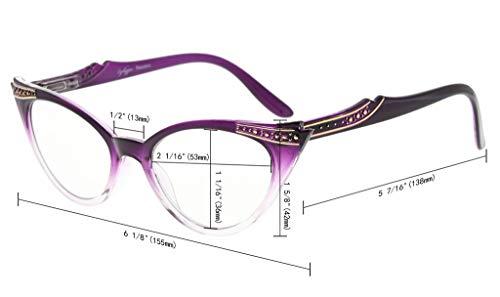 Eyekepper Eyekepper 6-Pack Womens Cat Eye Reading Glasses Include Sunshine Readers (One for Each Color, 2.00)