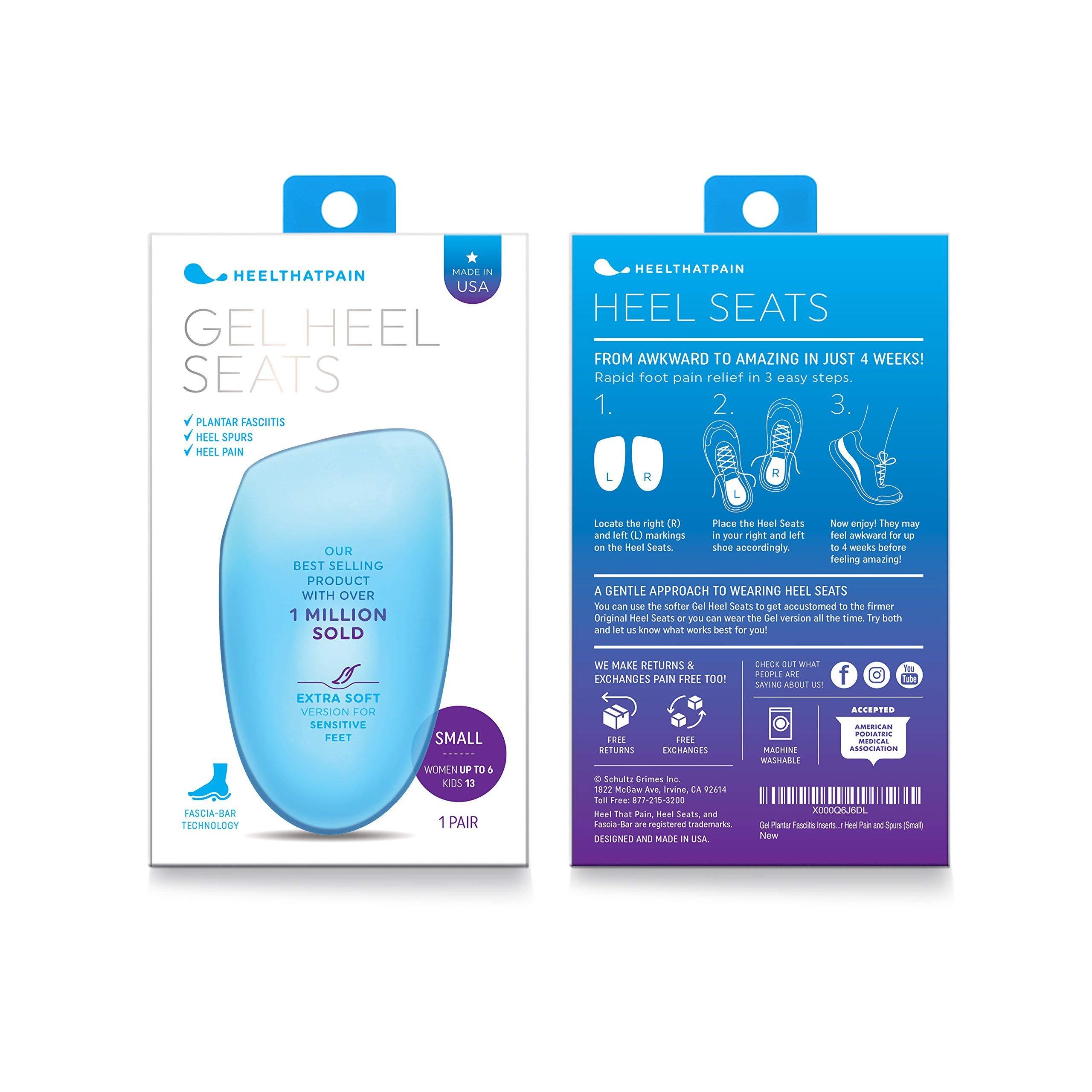 Heel That Pain Heel That Pain Gel Plantar Fasciitis Insoles | Heel Seats Foot Orthotic Inserts, Heel Cups for Heel Pain and Heel Spurs | Patented | 100% Guaranteed | Small (Women\'s 5-6)