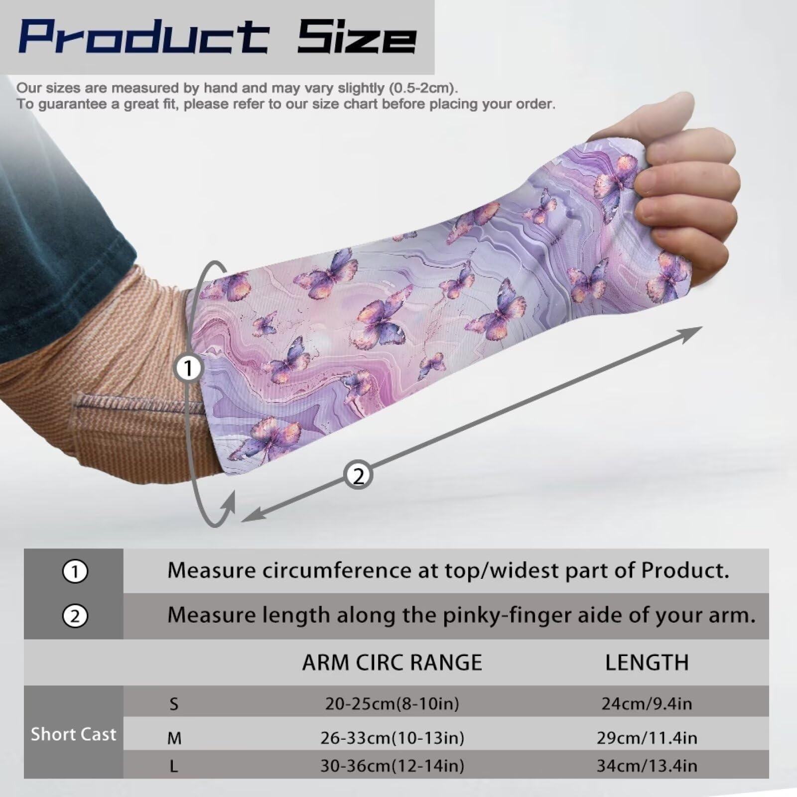 Gomyblomy Gomyblomy Purple Marble Arm Cast Cover Butterfly Pattern Cast Protector for Shower Adults Kids Arm Cast Sleeve for Women Girls Cast Cover Bandage Protector