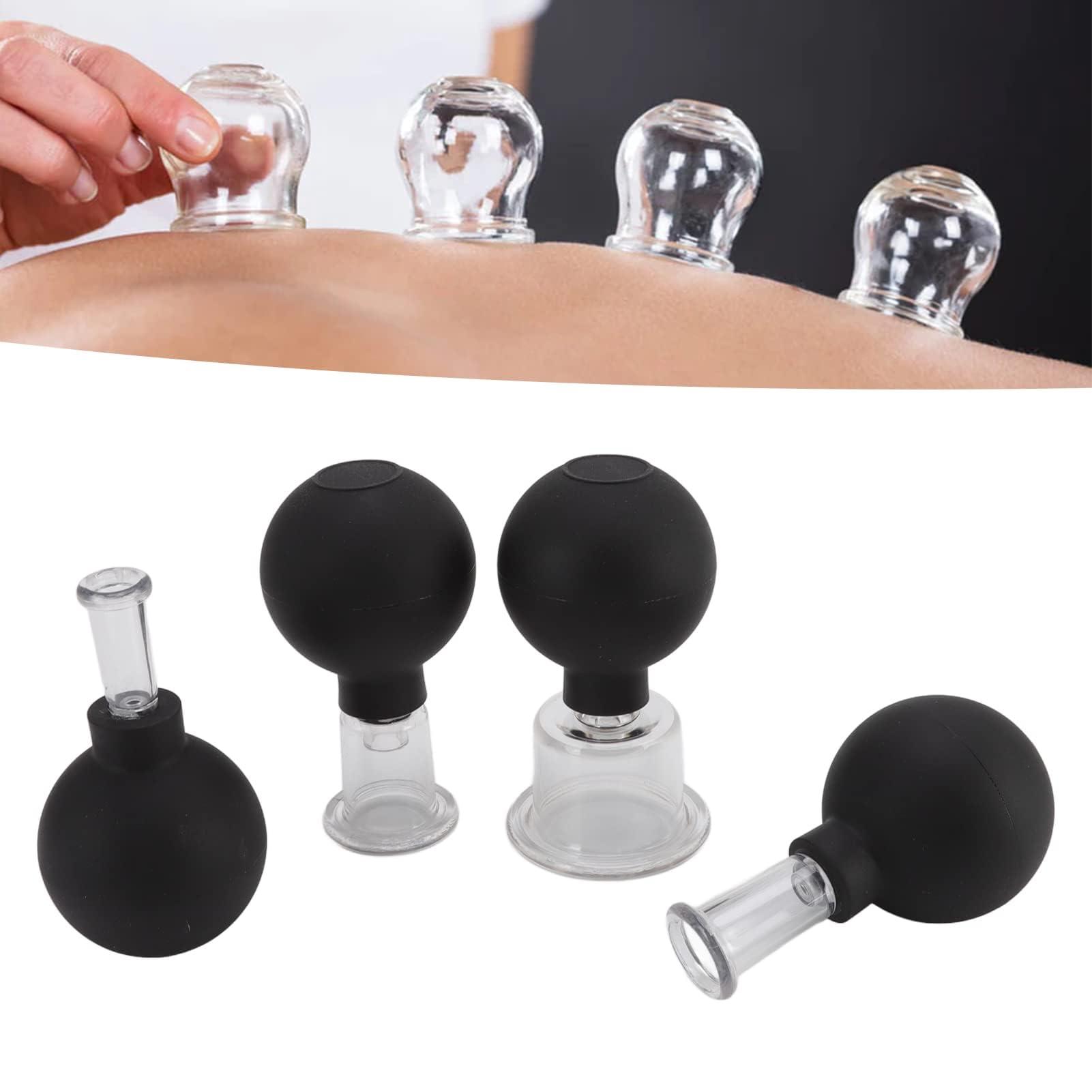 JEOZBM JEOZBM Glass Cupping Set, 4 Pieces Facial Cupping Therapy Set Glass, Silicone Cupping Cups, Massage Vacuum Suction Cupping Cups for Body Face Leg Arm Back Shoulder Muscle