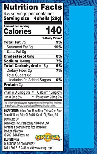 Ortega Ortega Mini Taco Slider Shells, Yellow Corn, 4.4 Ounce, 18 Shells (Pack of 2)