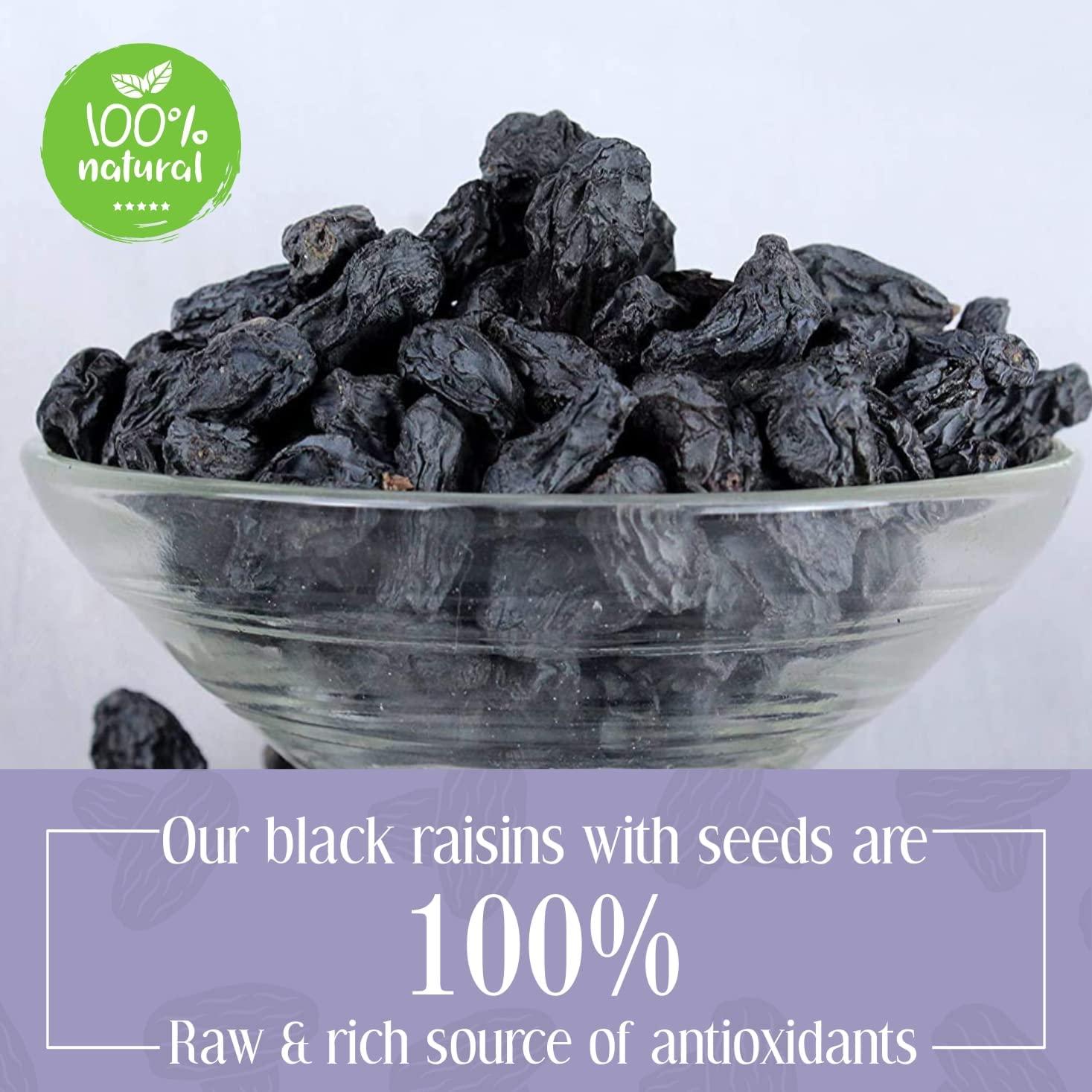 Generic Afghani Black Raisins with seed | Kali Kishmish | Kala Munakka Dry Fruit | Kali Draksh | High in Anti-oxidants | Healthy & Delicious | 250g