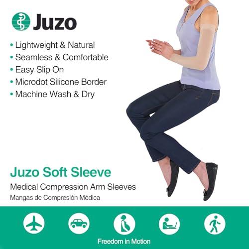 Juzo Juzo Soft Compression Arm Sleeve 30-40 mmHg, Silicone Dot Band | Compression Arm Sleeves for Men/ Women for Severe Lymphedema and Lipo-Lymphedema Treatment | Black, X-Large (V) Long
