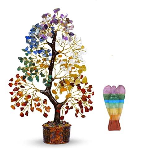 PYOR Chakra Tree, Chakra Stones, Crystal Tree, Gifts for Women, Stones and Crystals, Spiritual Decor, Crystal Pocket Angels, 7 Chakra Tree, Crystal Angel Figurines, Gem Tree, Meditation Accessories