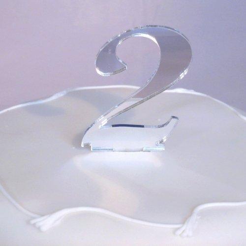 Super Cool Creations Set of 13 Silver Acrylic Mirror Cake Topper Numbers Script - 10cm /5cm Spike