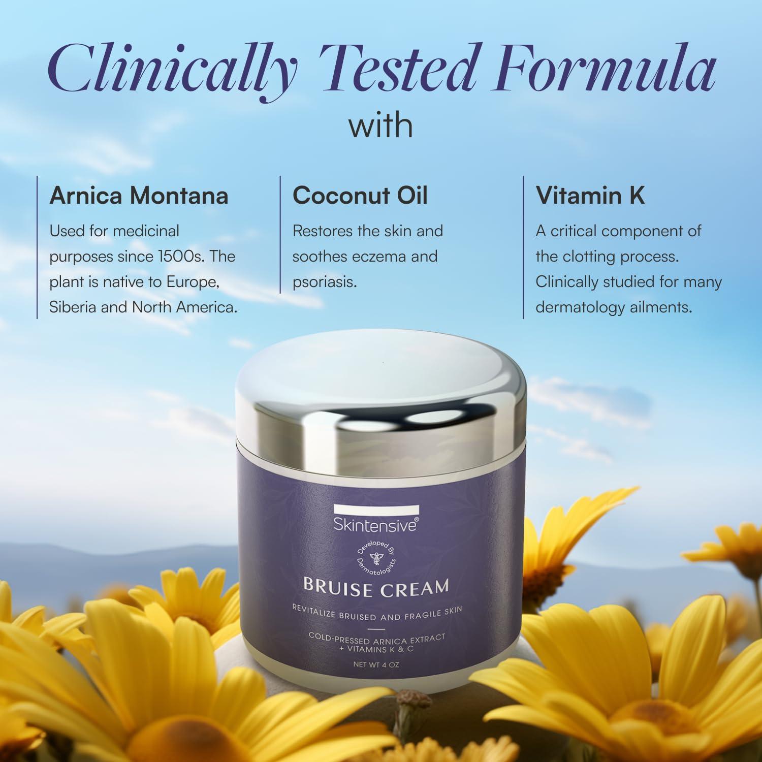 SKINTENSIVE SKINTENSIVE Arnica Bruise Cream for Thin Skin - Moisturizing, Vitamin K C and E, Skin Renewal, 4 Oz