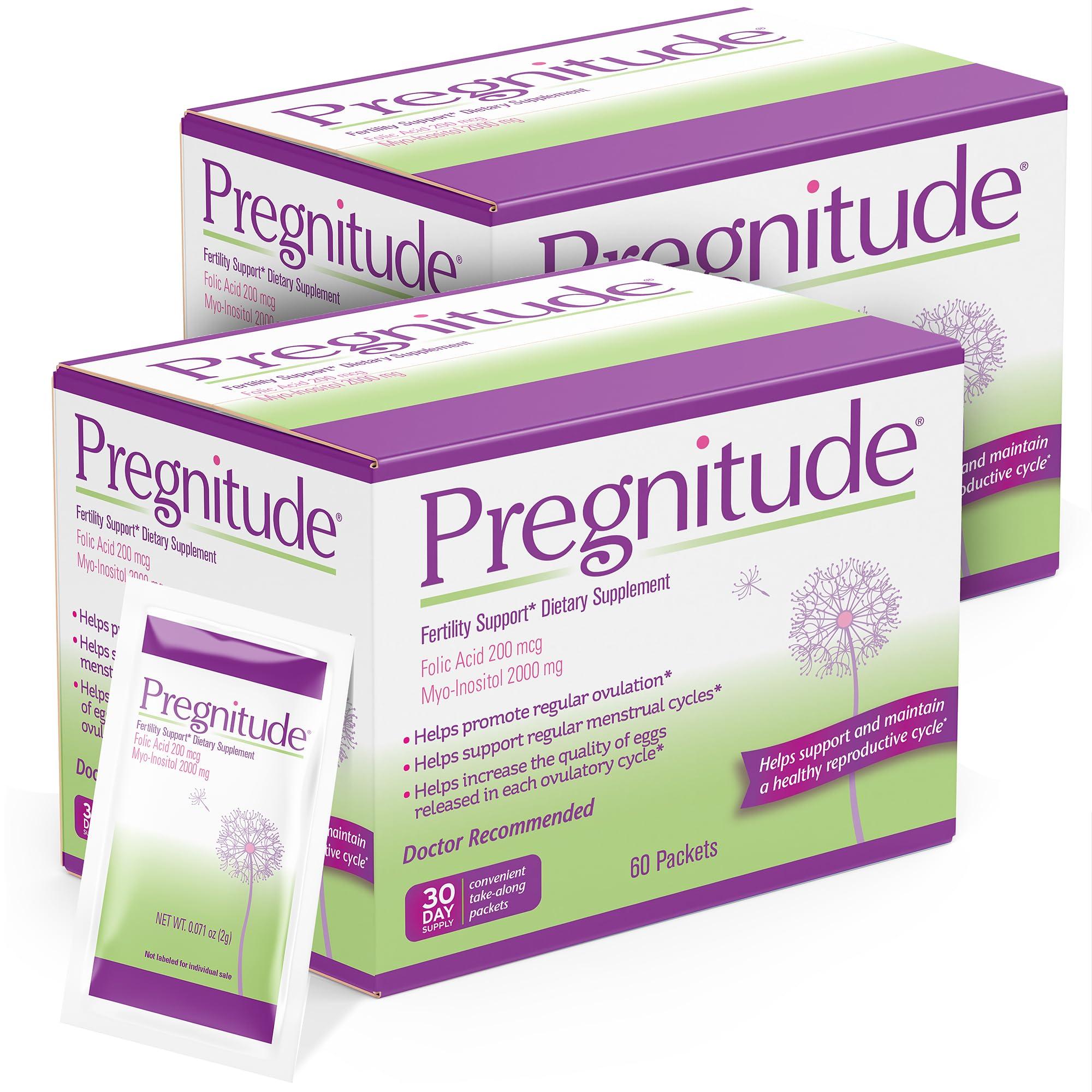 Pregnitude Pregnitude Reproductive Fertility Support - Helps Promote Regular Ovulation - Menstrual Cycles, and Increase Quality of Eggs - 60 Day Supply 120 Packets