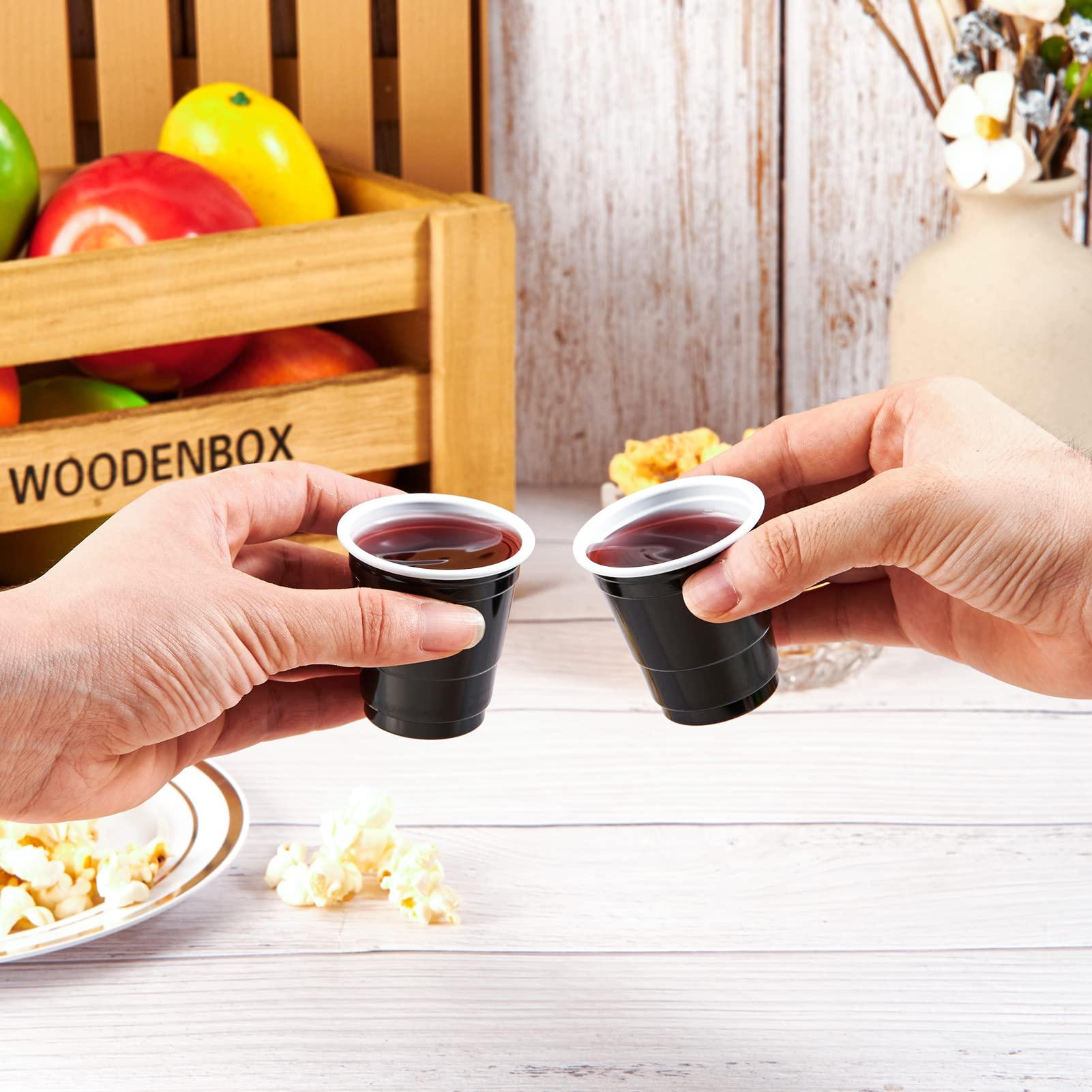 Lilymicky Lilymicky 600 PACK 2 oz Plastic Shot Glasses, Mini Black Disposable Shot Cups for Parties, Carnivals, and Any Events