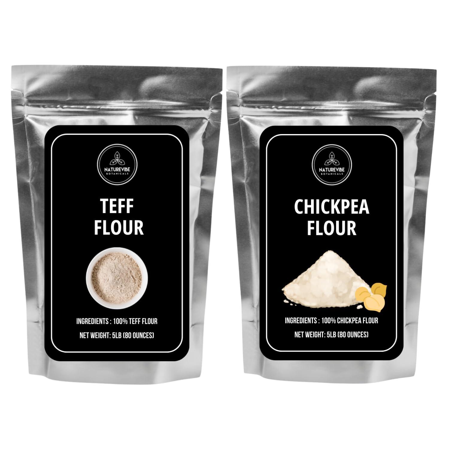 Naturevibe Botanicals Naturevibe Botanicals Teff Flour 5lbs and Chickpea Flour 5lbs| Bulk Combo