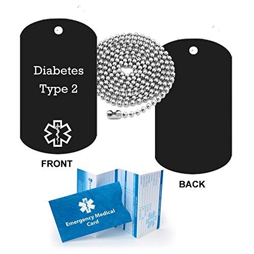 Universal Medical Data Diabetes Type 2 Medical Alert ID Dog Tag Pendant in Anodized Aluminum