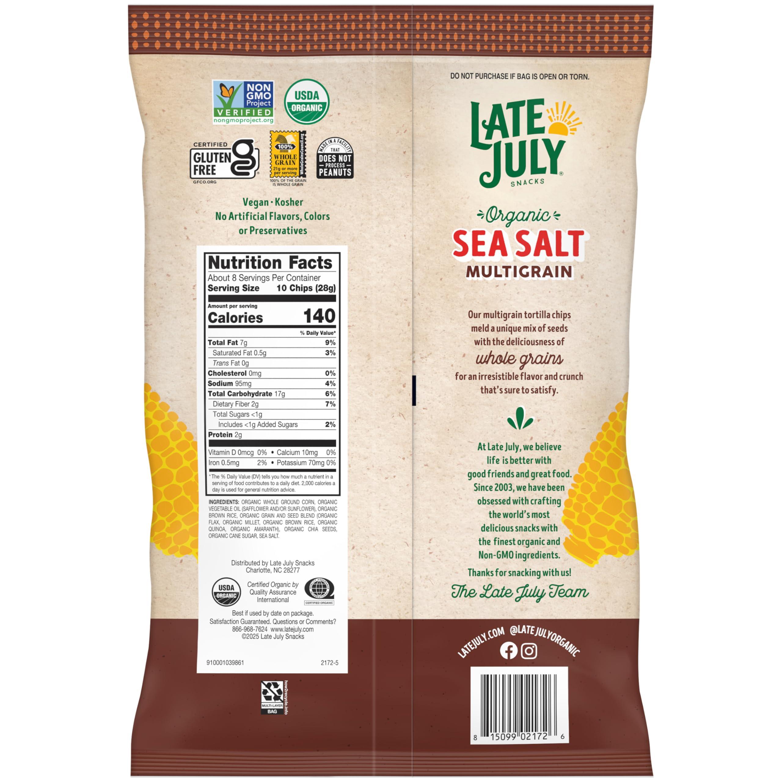 Late July Late July Snacks Multigrain Organic Tortilla Chips with Sea Salt, 7.5 oz Bag