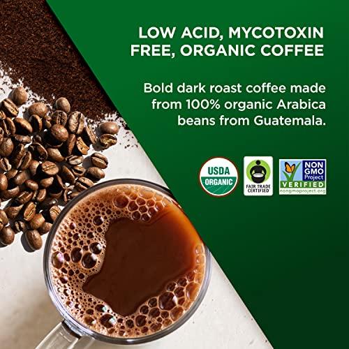 VitaCup VitaCup Perfect Low Acid Coffee Beans, USDA Organic & Fair Trade, Mycotoxin Free, Dark Roast Guatemala Single Origin, Clean & Pure, Low Acidity, Whole Bean Coffee, 4 bags, 11oz each