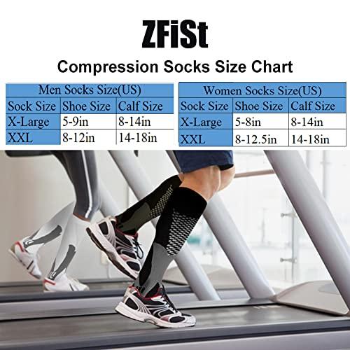ZFiSt ZFiSt 3 Pair Sport Compression Socks Men Women, Compression Stocking Nurse Socks for Edema Travel(Black+blue+red,XXL)
