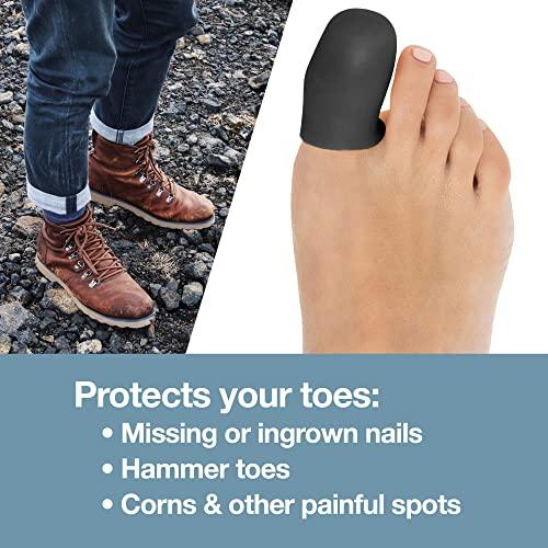 ZenToes ZenToes 6 Pack Gel Toe Cap and Protector - Cushions and Protects to Provide Relief from Missing or Ingrown Toenails, Corns, Blisters, Hammer Toes (Large, Black)