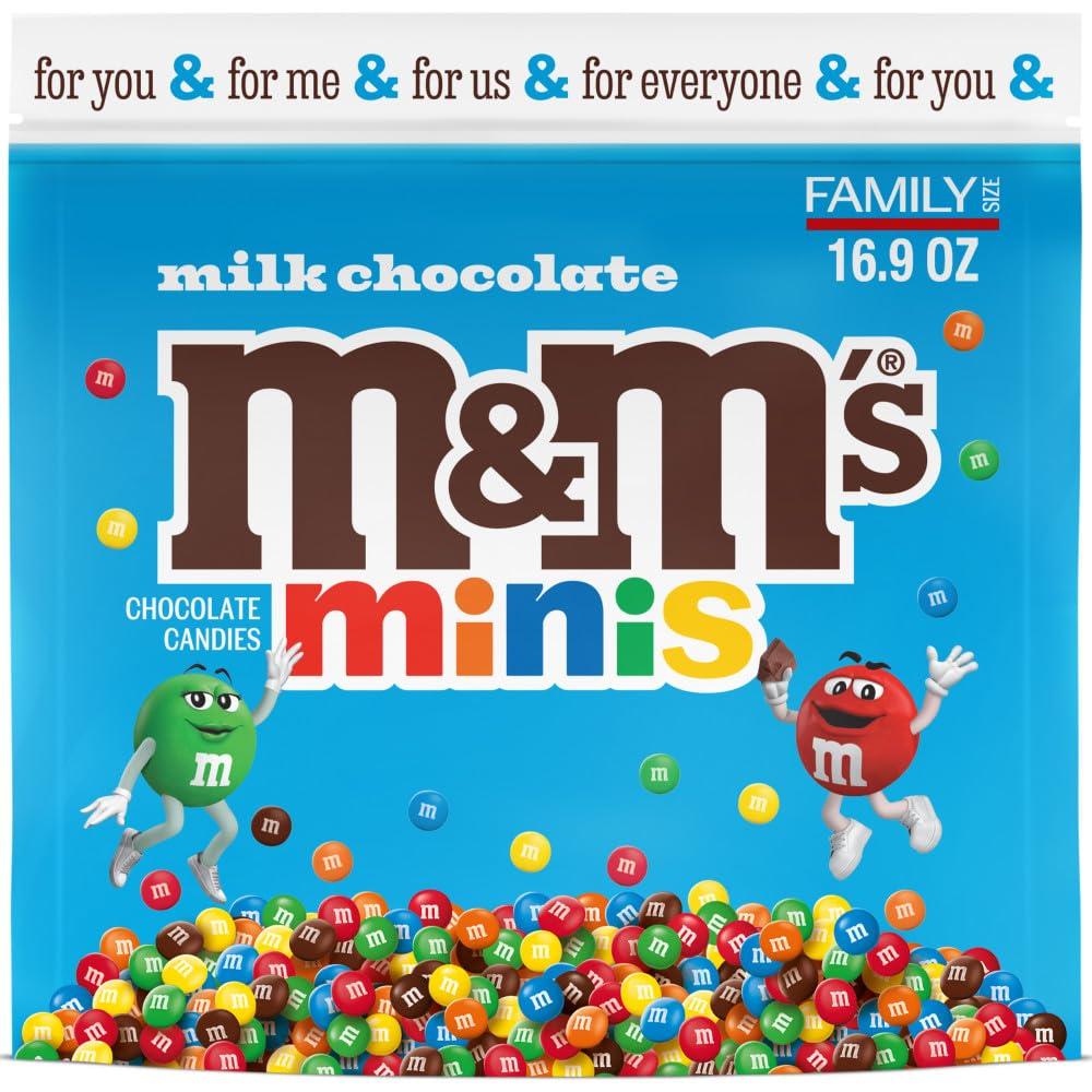 M&M'S M&M'S Minis Milk Chocolate Candy, Family Size, 16.9 oz Resealable Bulk Candy Bag