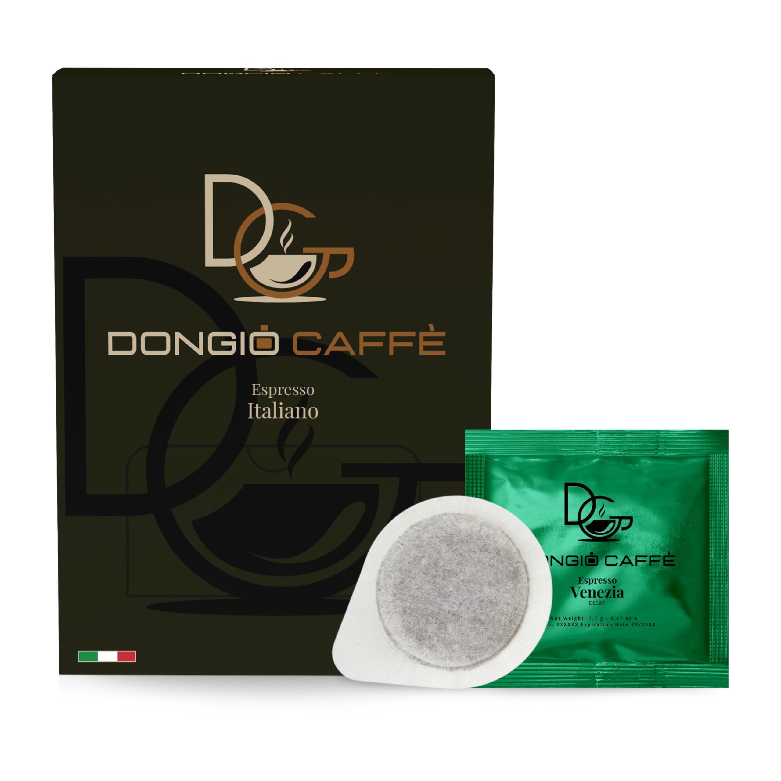 DONGIO CAFFE Dongi Caff Espresso Venezia (decaffeinated), ESE 44mm Pods, Blended and Roasted in Italy 50 Single-Serve Coffee Pods, Med-Dark Roast (Intensity 8/10)