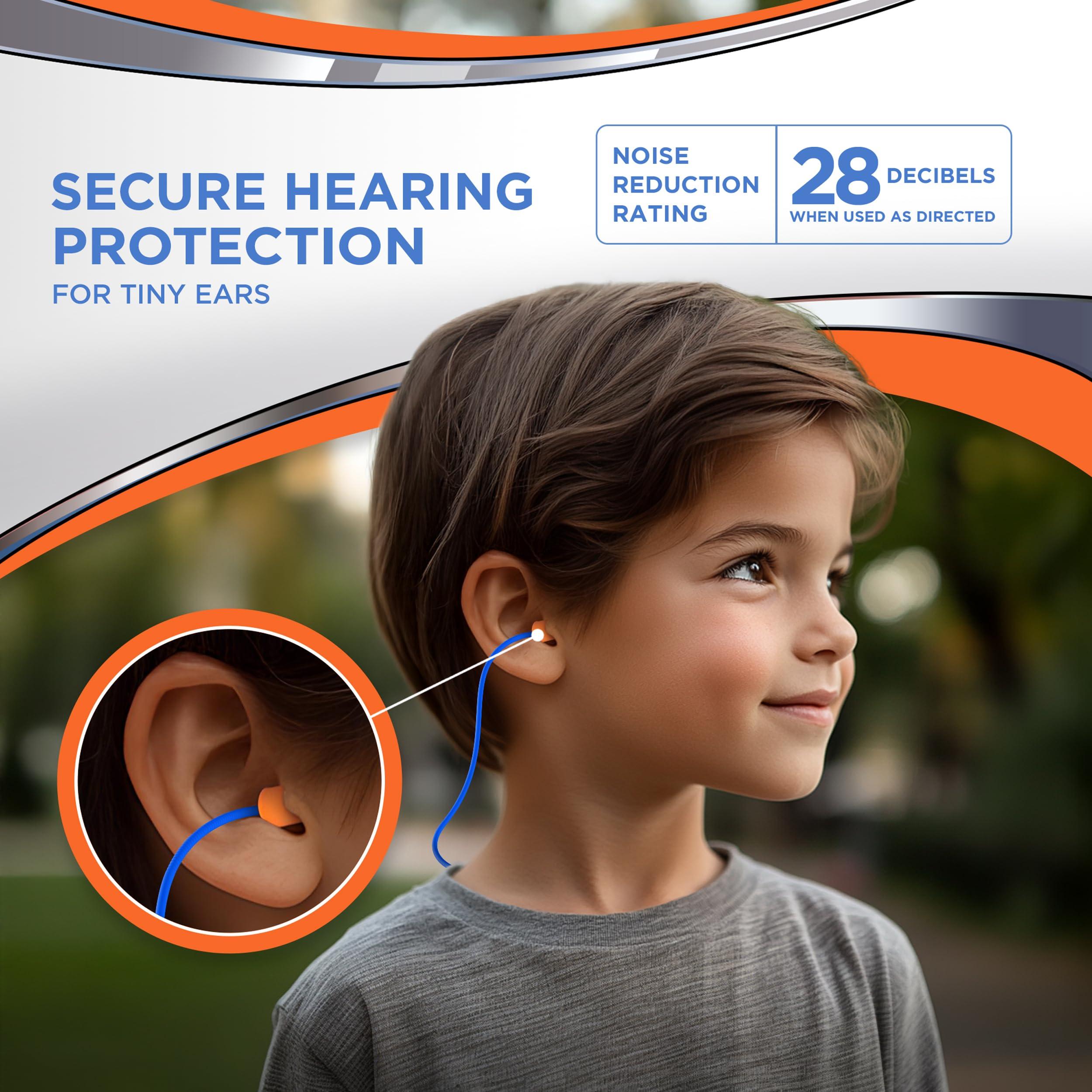 Hearos HEAROS Just for Kids Foam Ear Plugs, X-Small, Corded Hearing Protection, NRR 28, 3 Pairs
