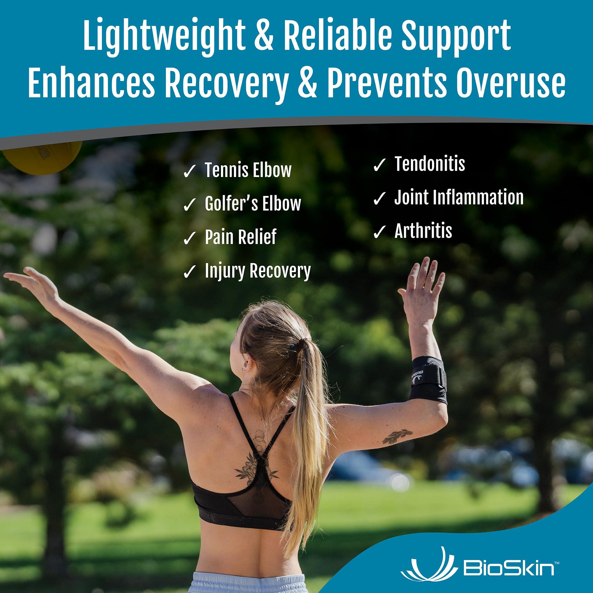 BIOSKIN BioSkin Elbow Brace for Tennis Elbow & Golfers Elbow - Pain Relief Elbow Brace for Men & Women, Reduce Joint Pain, Arthritis, Tendonitis, Bursitis, Workout