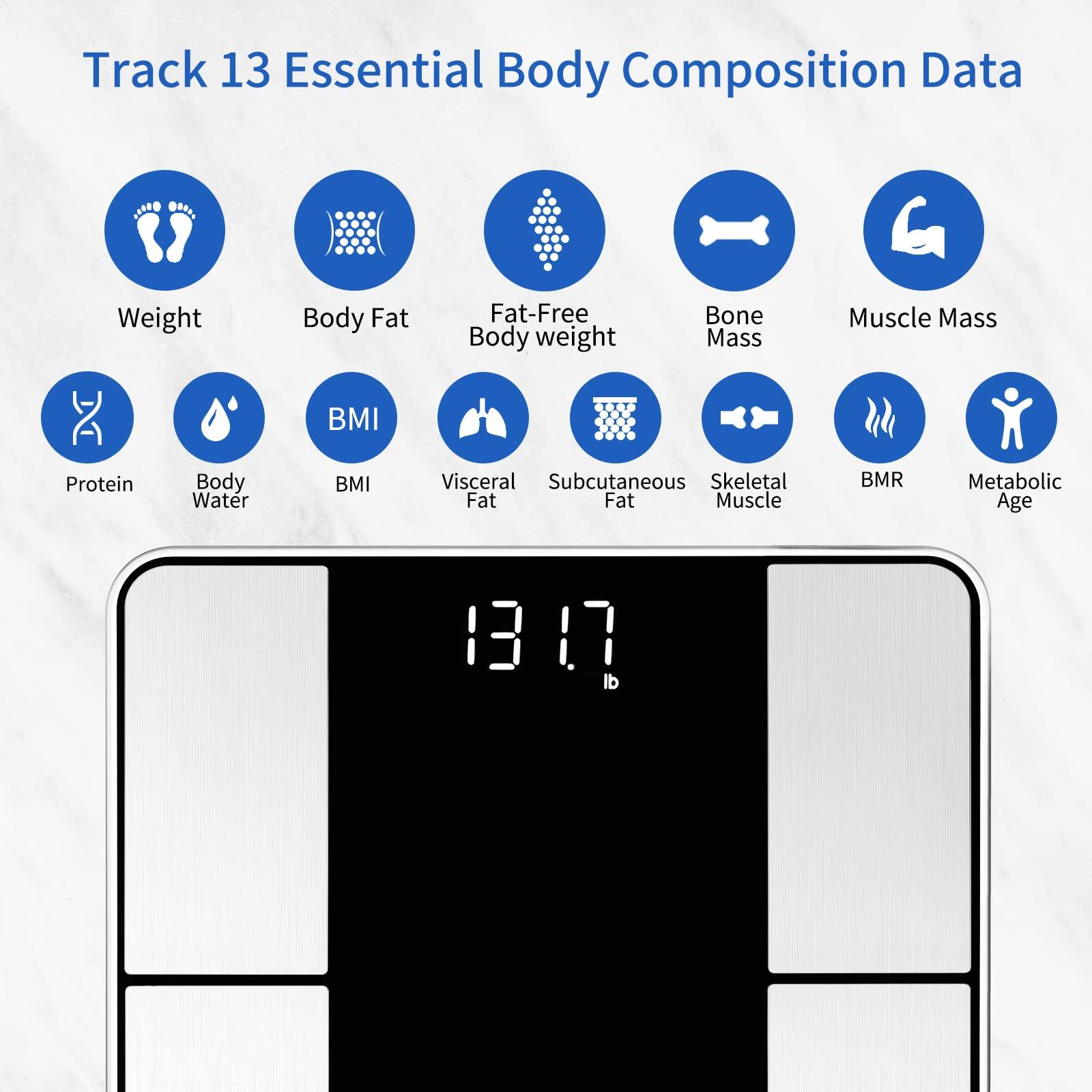 Vitafit Vitafit Smart Body Fat Weight Scale for Body Composition Monitors, Weighing Professional Since 2001,Digital Wireless Bathroom Scale for BMI Fat Water Muscle Sync App, 400lb, Black