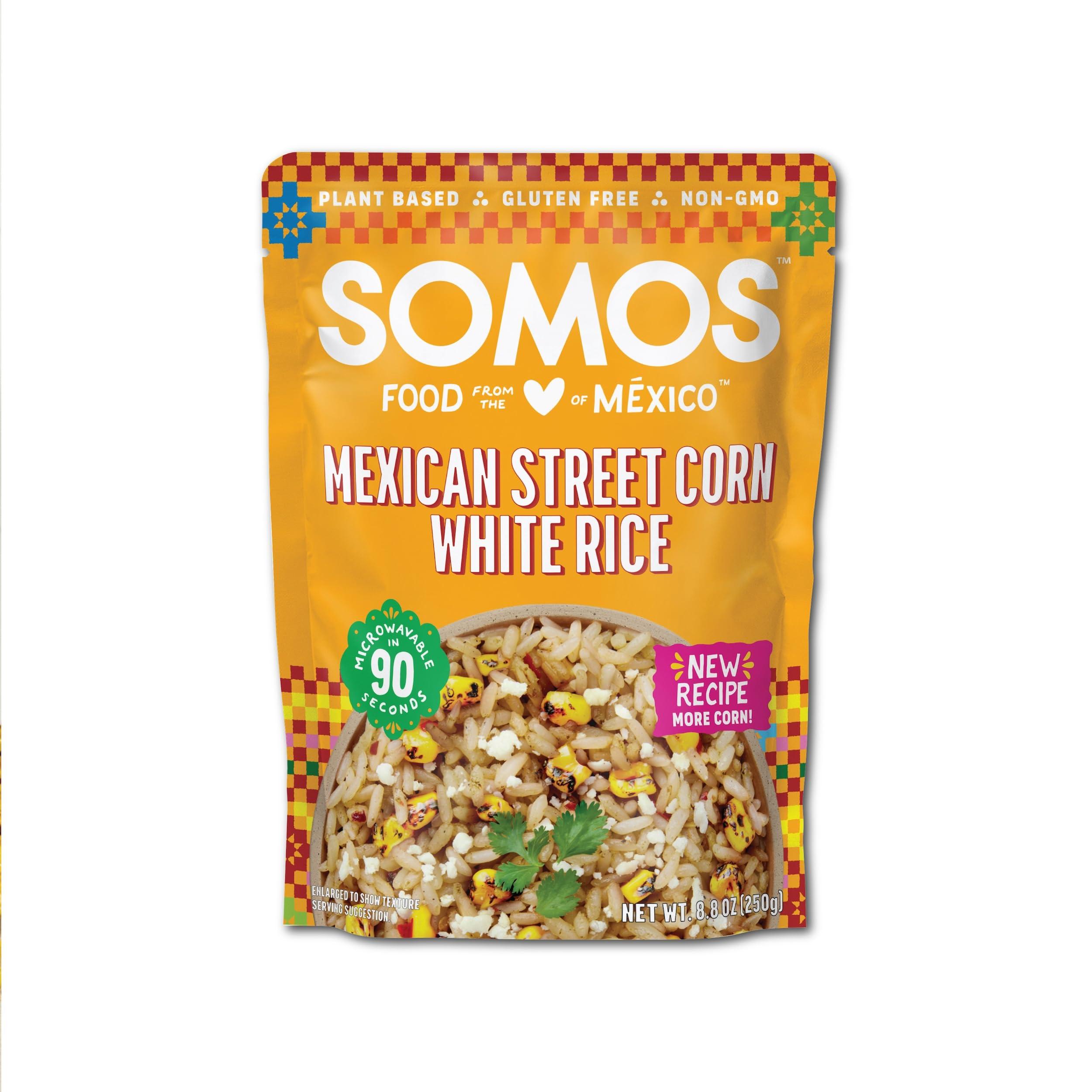 SOMOS SOMOS Mexican Street Corn White Rice Gluten Free, Non-GMO, Vegan & Microwavable Meals Ready to Eat - Delicious, Healthy & Convenient - Perfect for Burrito Bowls, Tostadas & More | 8.8 oz (Pack of 6)